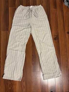 Sienna Sky Men's Cream and Blue Striped Drawstring Pants